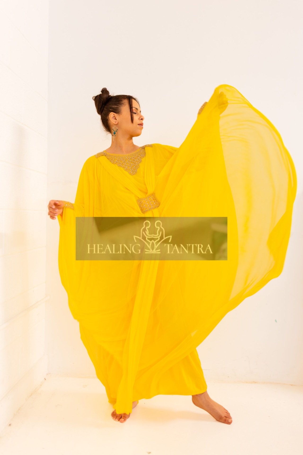 Flow of saffron silk